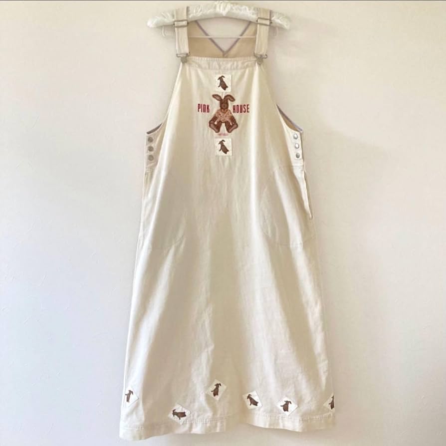 PINK HOUSE うさぎ刺繍 サロペットジャンパースカート